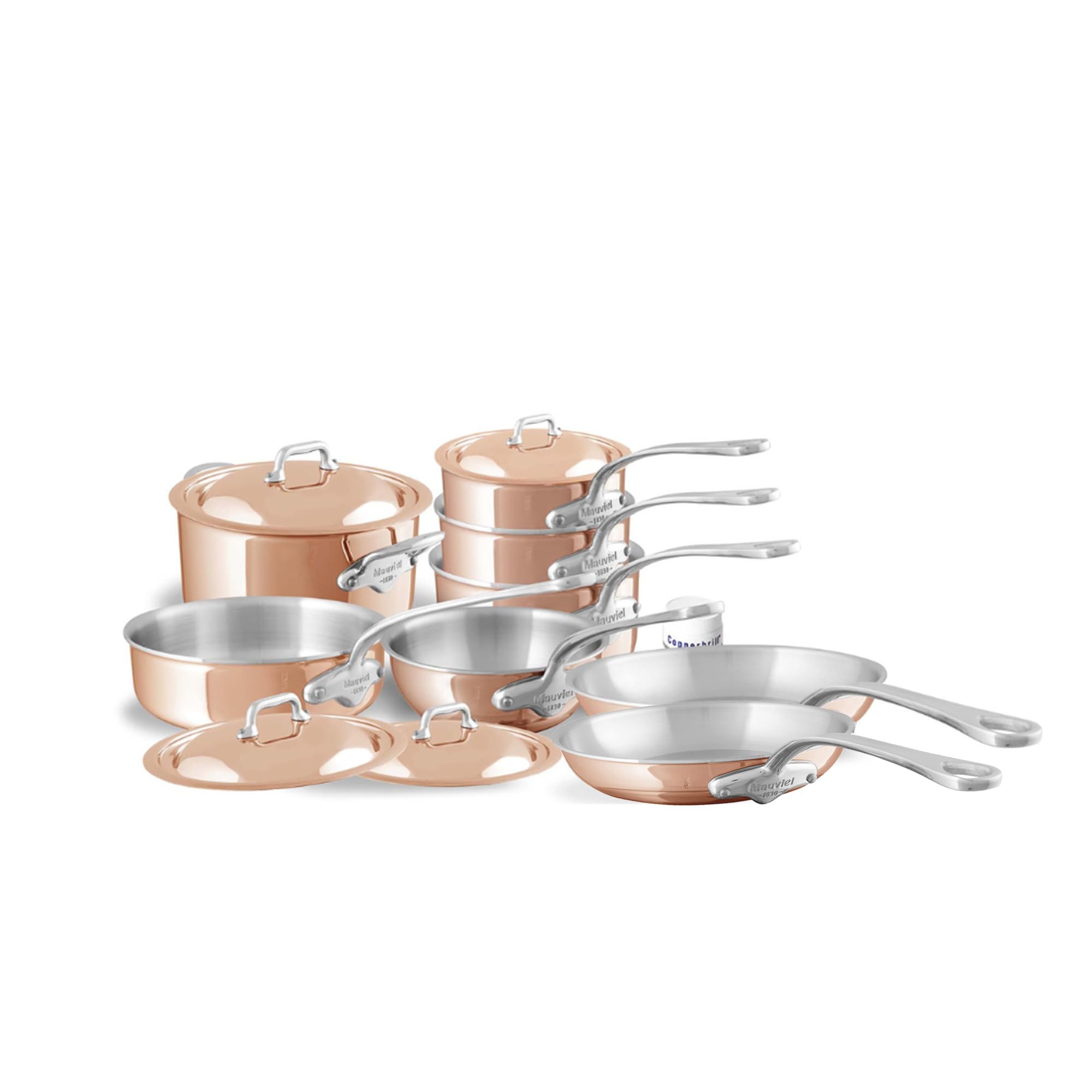 Mauviel M’6S 6-Ply Polished Copper & Stainless Steel 12-Piece Cookware Set With Cast Stainless Steel Handles, Made In France