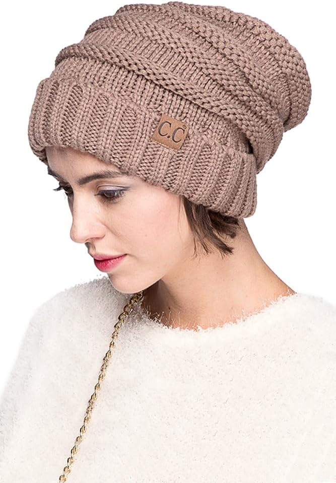 ScarvesMe 2pc Oversized Cable Knit Slouchy Beanie and Matching Gloves Set