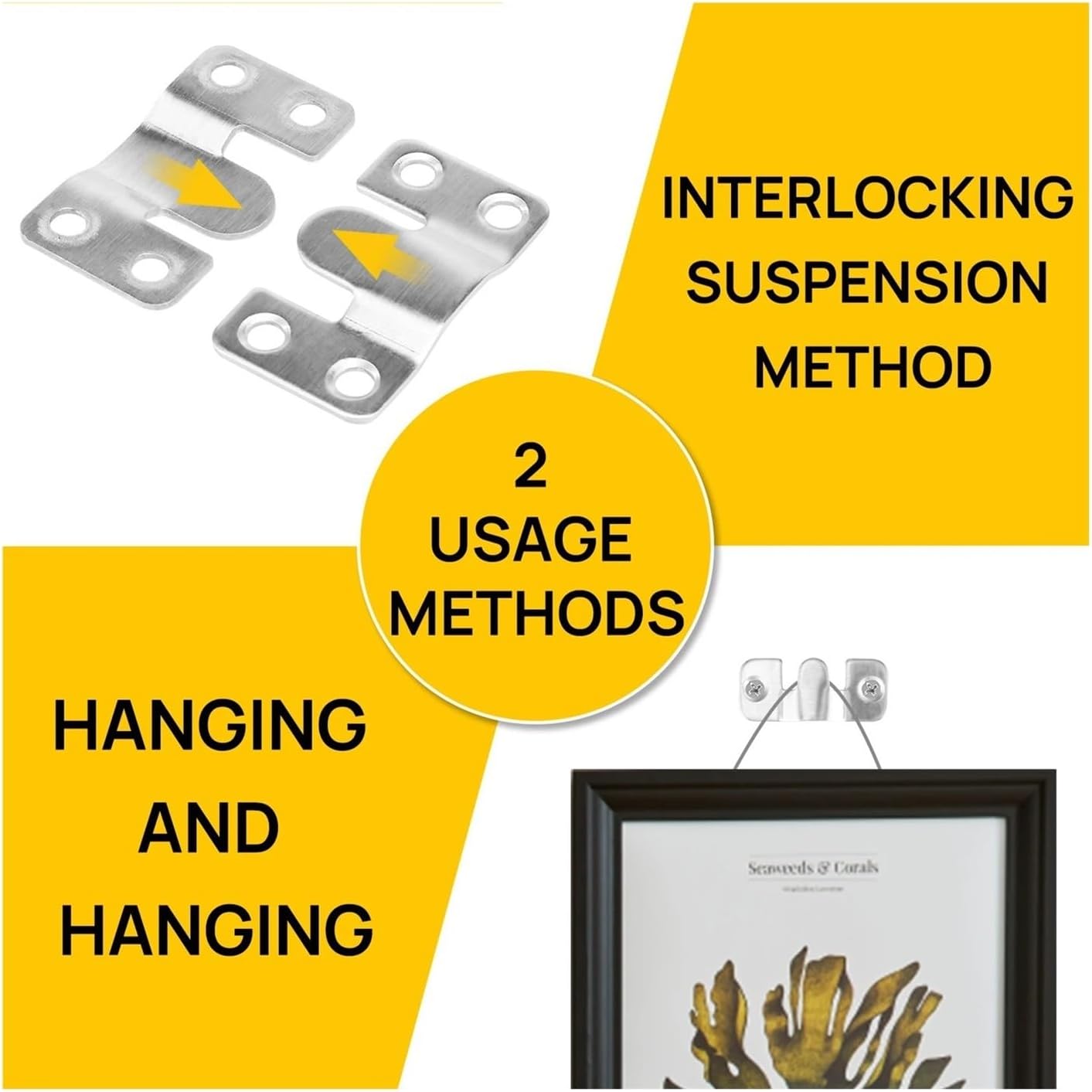Embedded photo frame stainless steel interlocking connector hook, 10pcs for wall display frame furniture