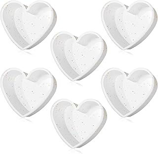 Dandat 6 Pcs 6 Inch Silicone Heart Shaped Cake Pans, Nonstick Silicone Heart Cake Molds for Mother's Day & Spring Baking(White)