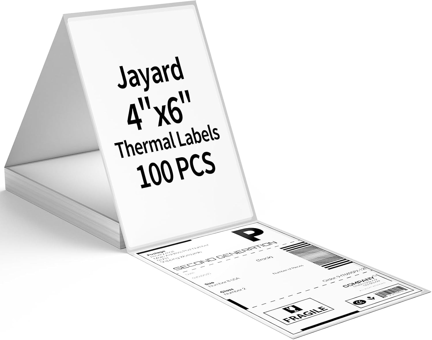 4" x 6" Direct Thermal Shipping Labels, for Commercial Grade Shipping, Perforated and Strong Adhesive Label Paper, Compatible with Most Rollo, Zebra, Munbyn, Nelko, Thermal Printers (100Lables/Stack)
