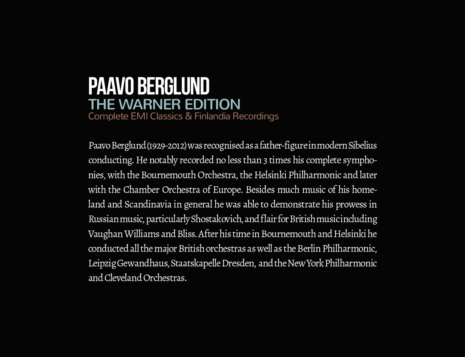Warner Édition Complete EMI Classics & Finlandia Recordings