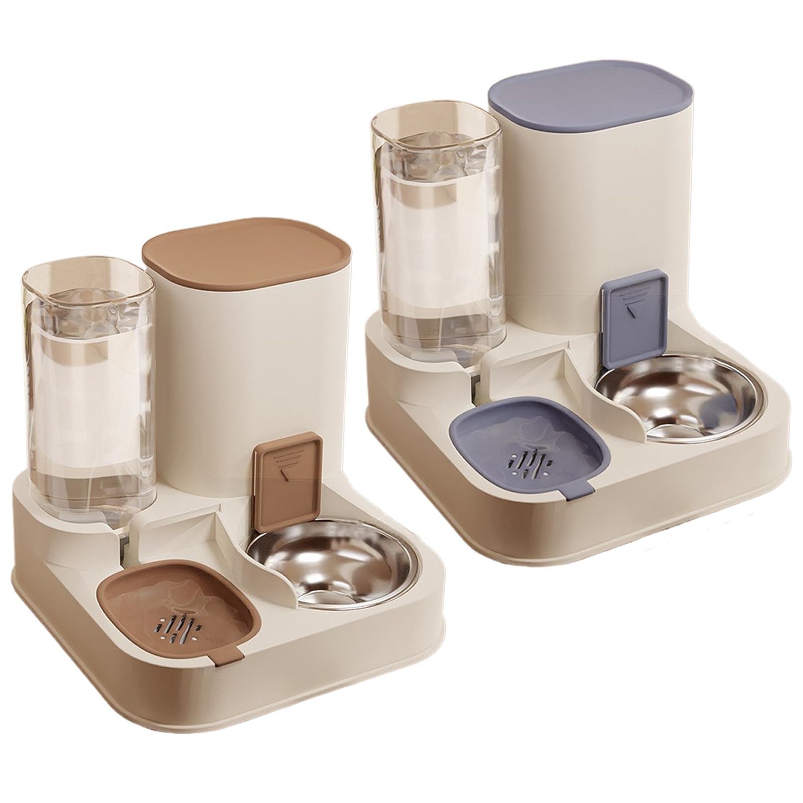 Alimentatore Automatico 2 in 1 per Gatti e Cani - Acciaio Inossidabile e PP - Dispenser Cibo e Acqua Staccabile - Blu