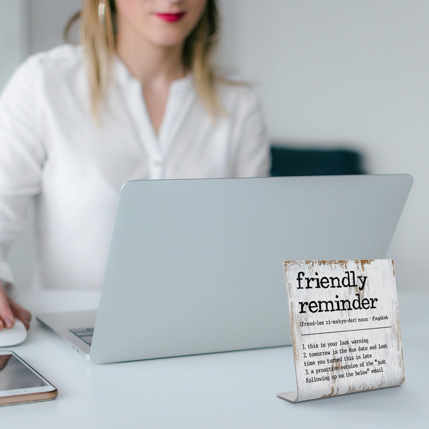 Funny Desk Signs for Work Office,Friendly Reminder Definition Office Desk Sign,Work Office gifts, Office Desk for Colleague Coworker Work bestie Friend, Office Humor Decor Sign Plaque XB288 - Image 3