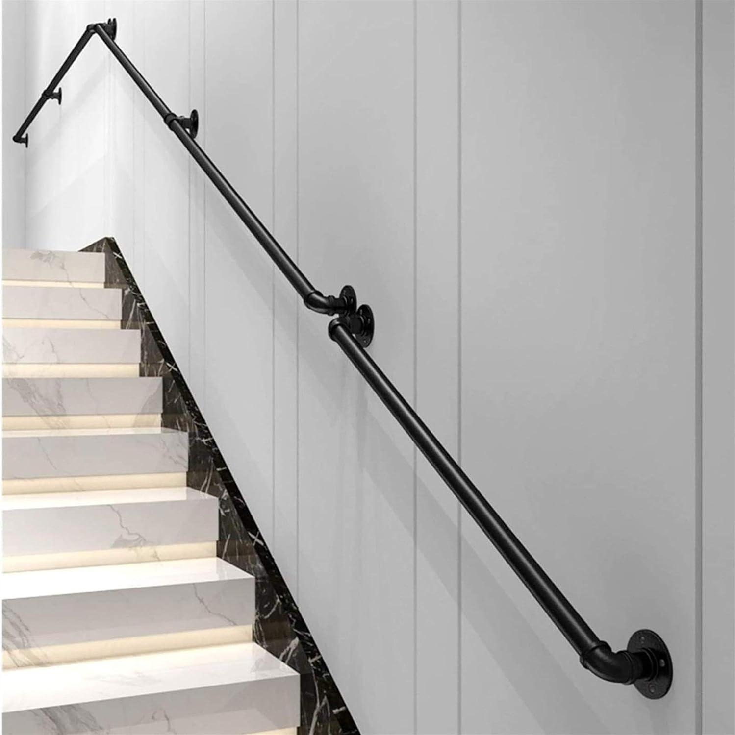Wall Mount Banister (1ft-20ft), Staircase Handrail, Complete Kit, Indoor Outdoor Stairs Porch Deck Hand Rail, Industrial Wrought Iron Pipe Railings (Size : 2ft)