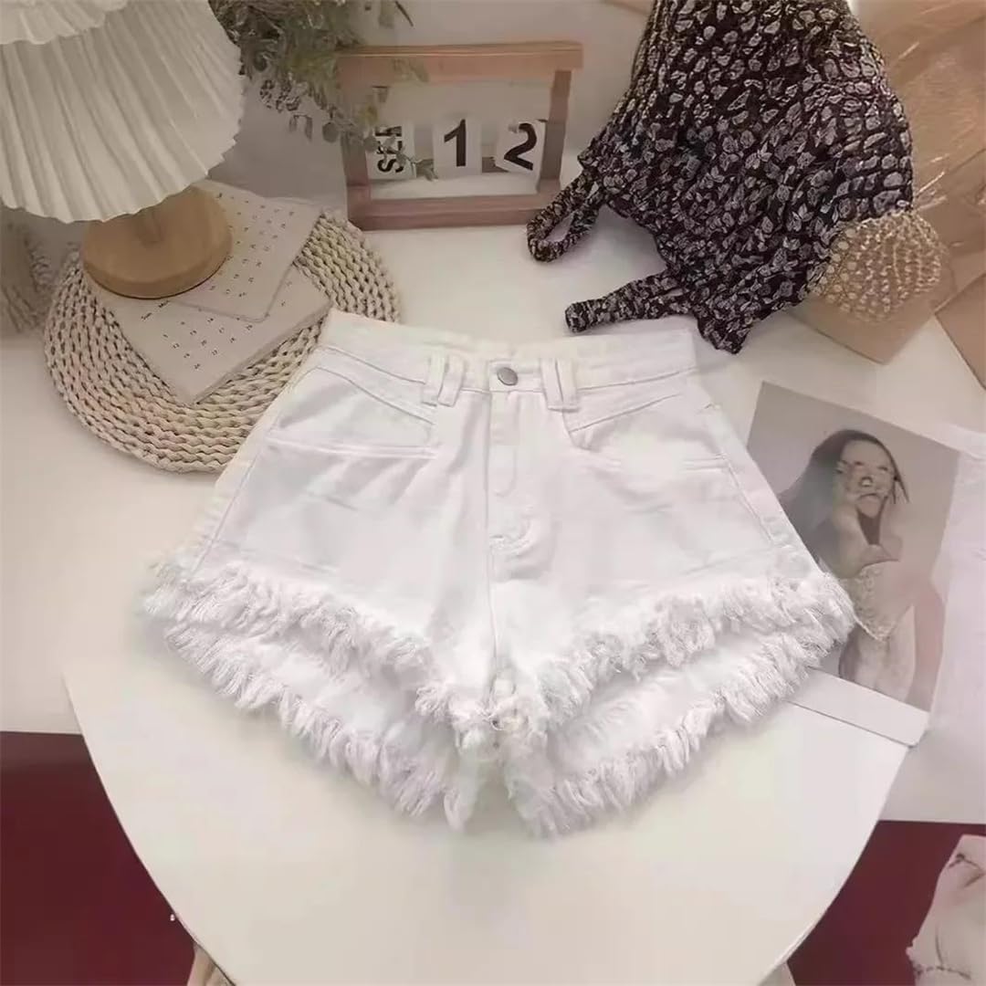 Women's Summer Slimming Irregular Fringed Wide Leg Denim Shorts