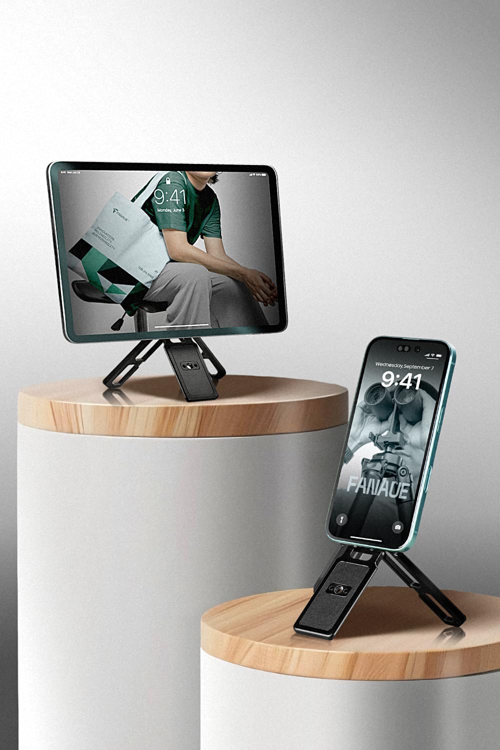FANAUE Dual-Sided Magnetic Phone Tripod Stand with Arca-Swiss Plate & 1/4" Screw, Foldable Cell Phone Stand for Vlog, Gym, Travel, Compatible with iPhone 17/16/15/14/13/12 Series