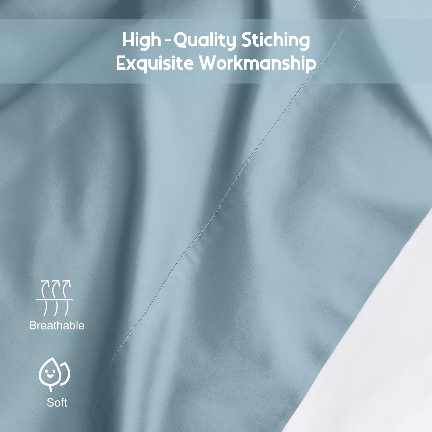 Juego de 4 fundas de almohada Oxford 100% algodón egipcio, 400 hilos, suaves y frescas, calidad de hotel (75 cm x 150 cm), paquete de 4 fundas de almohada para dormitorio, color azul claro sólido.