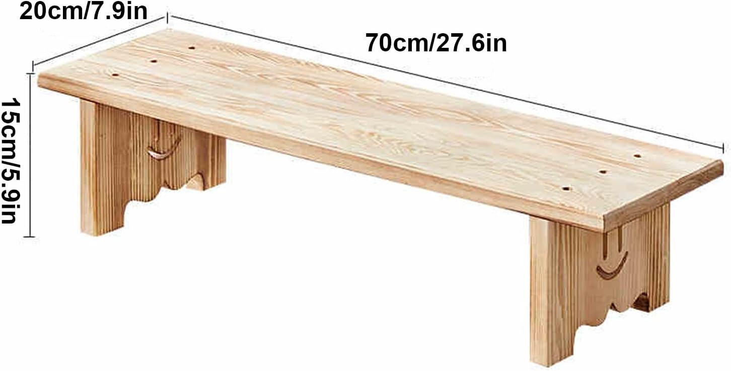 Farmhouse Style Wooden Ottoman, Wooden entryway Bench, Kitchen Seat Dining, with Armless Design and Short Height, Perfect for Indoor Spaces and Entertaining Guests