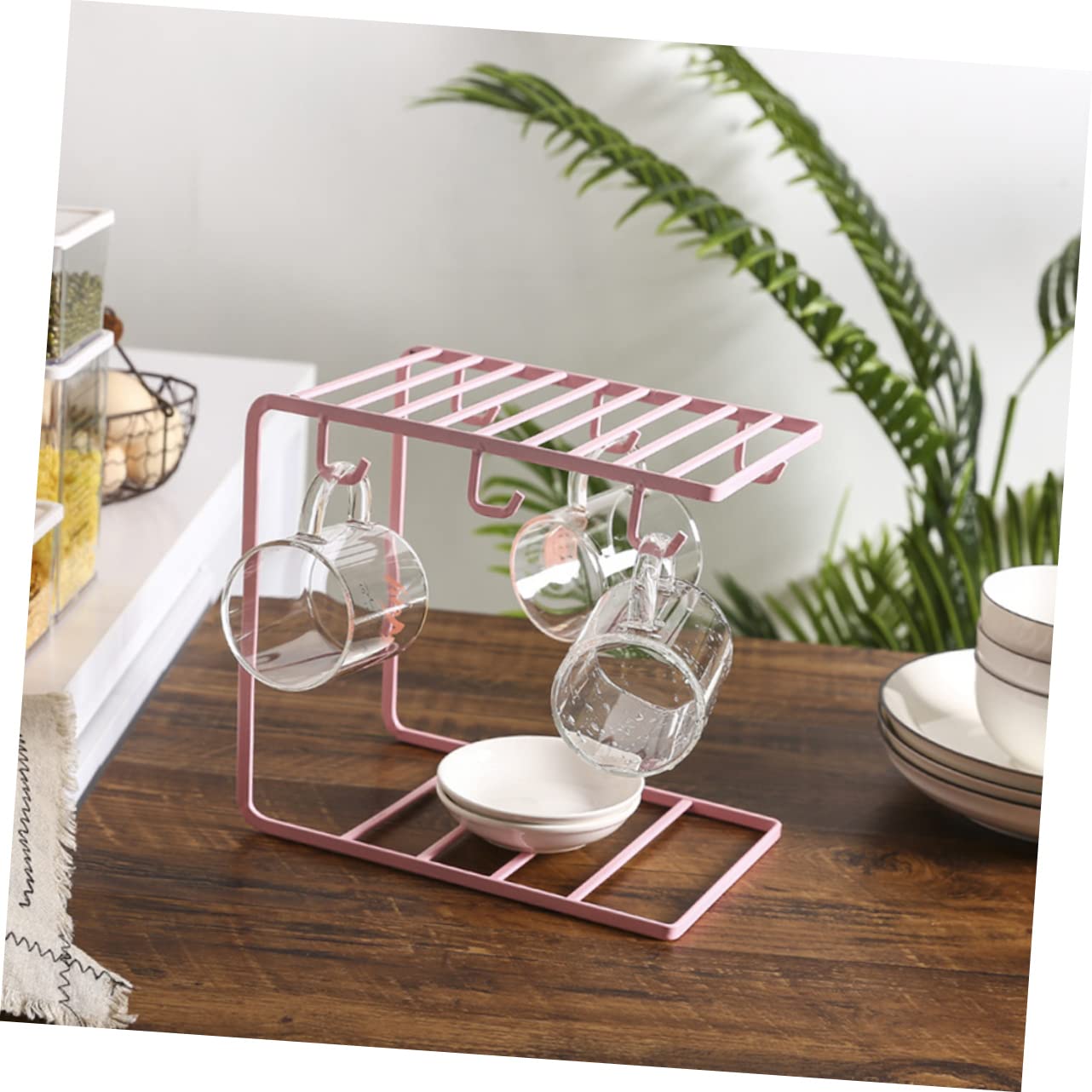 ABOOFAN 1Pc Iron Art Cup Holder Rack Stylish Storage Organizer for Mugs Plates Glasses for Home Restaurant Kitchen Random Color Functional Design