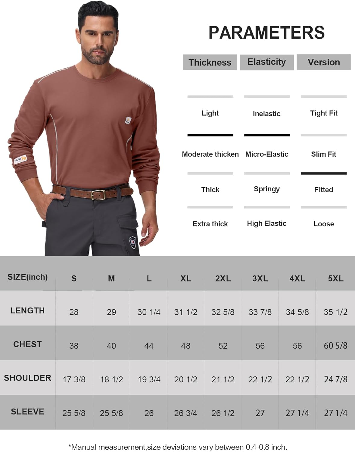 FR Shirts for Men CAT2/HRC2 6.5oz Lightweight Fire Resistant Shirts for Men Long Sleeve Crewneck T-Shirt - Image 6