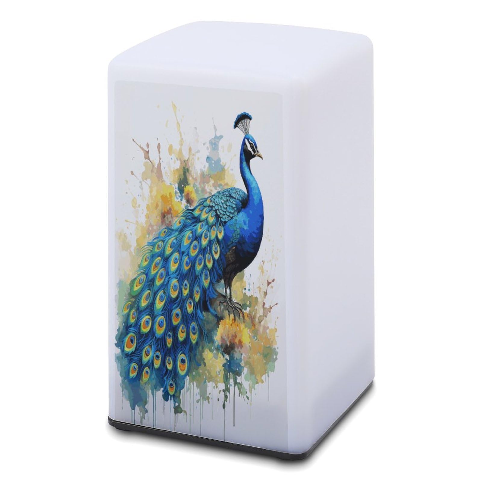 JTREHY Small Peacock Watercolor Painting Table Lamps for Bedroom Minimalist Nightstand Lamp Water-Resistant Eye-Caring Table Lamp Modern Bedside Table Lamps for Living Room Bedroom Office