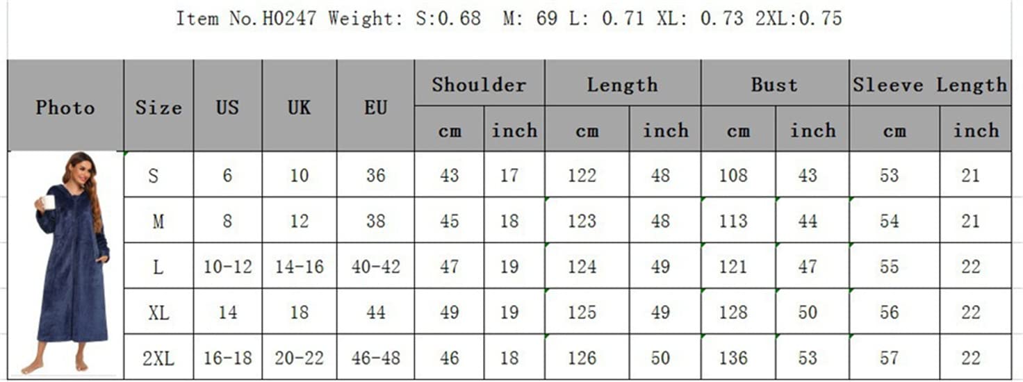 Langer Warmer Morgenmantel Damen Reißverschluss Fleece Plüsch Pyjamas Weicher Hausmantel