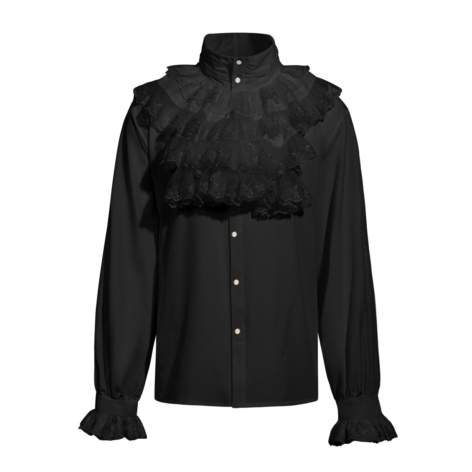 Camisa pirata para hombre, con volantes, estilo victoriano, renacentista, Sterevunk, vampiros, poeta, disfraz medieval de Halloween