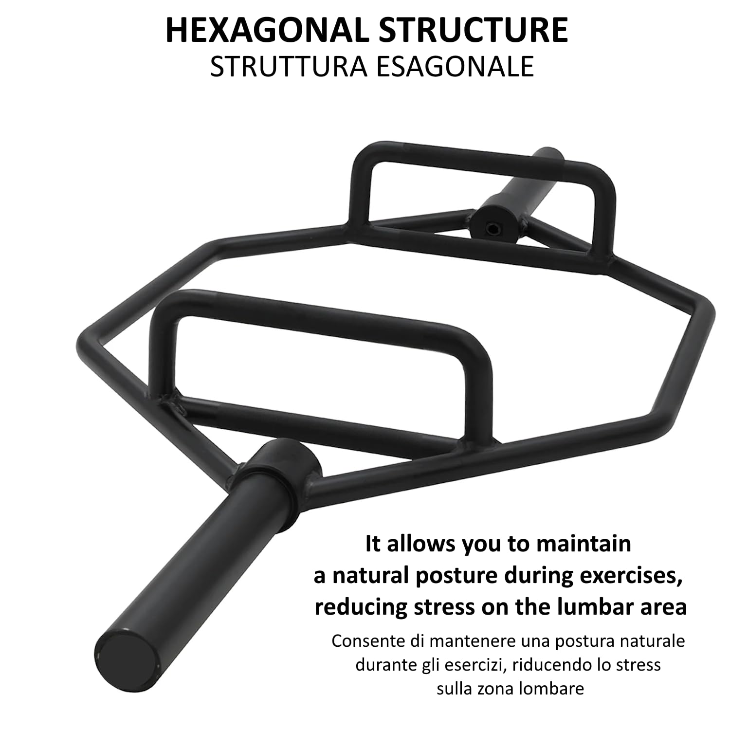 FFitness Bilanciere Esagonale Olimpico Trap Bar Barra Olimpica Hex Bar Compatibile con Dischi Ø50 mm Barra Esagonale per Alzata di Spalle e Stacchi da Terra