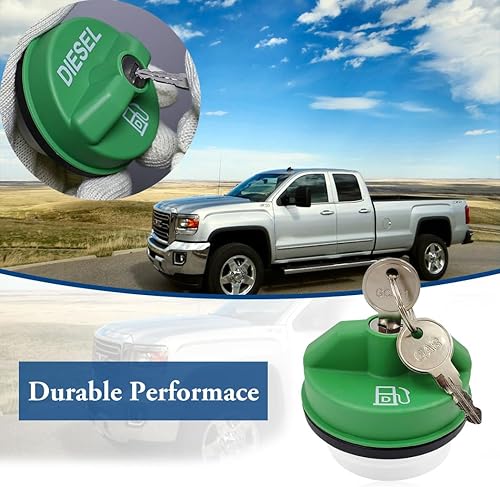 Miniatura 7 de 10591D Tapa de combustible diesel con bloqueo para Chevy Silverado Express C3500 K3500 Ford F250 F350 Super Duty GMC 2500 Dodge Ram 3500 W350 D350