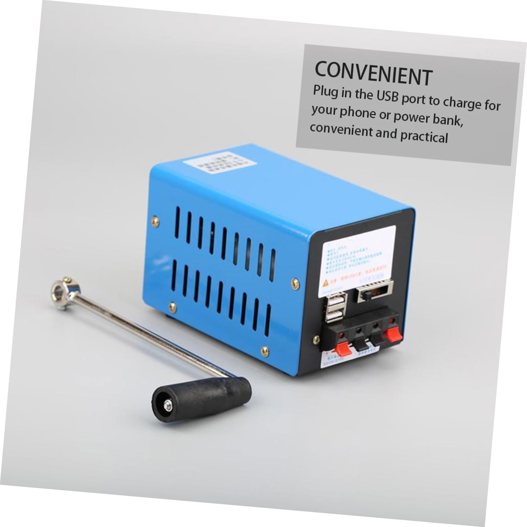 Gadpiparty Generatore a Manovella Portatile USB per Esterni, Caricabatterie Manuale Regolabile Dissipazione Calore, Leggero e Compatto per Campeggio e Emergenze