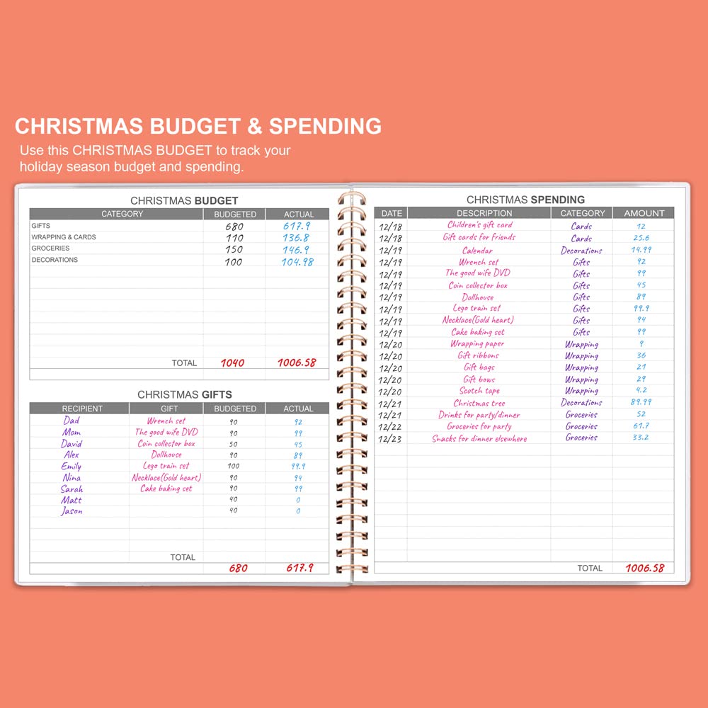 Budget Planner - 8" x 9.5" Monthly Financial Organizer with Expense Tracker Notebook. Monthly Budget Journal, Rose - Image 4