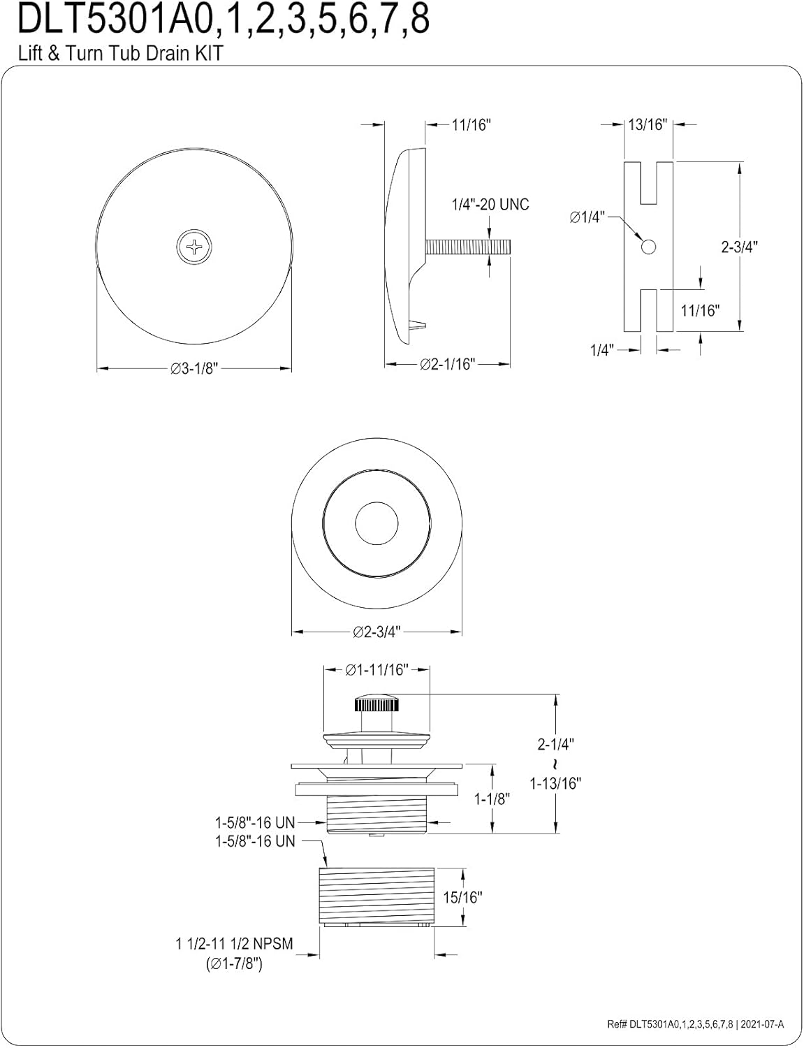 Kingston Brass DLT5301A0 Trimscape Twist and Close Tub Drain Conversion Kit, Matte Black - - 