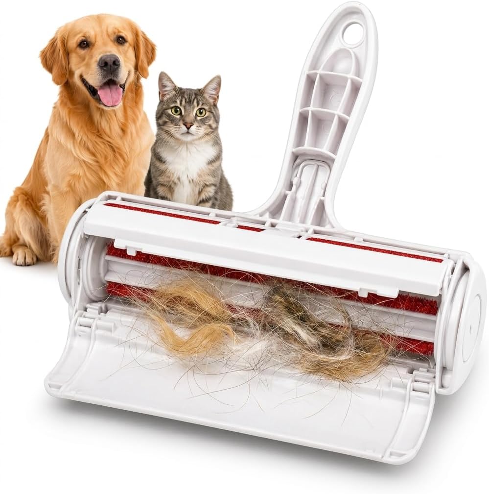 Reusable Pet Hair Remover Roller for Dogs & Cats, Self Cleaning Lint Roller, No Refills Needed for Couch, Furniture, Carpet, Clothes & Car