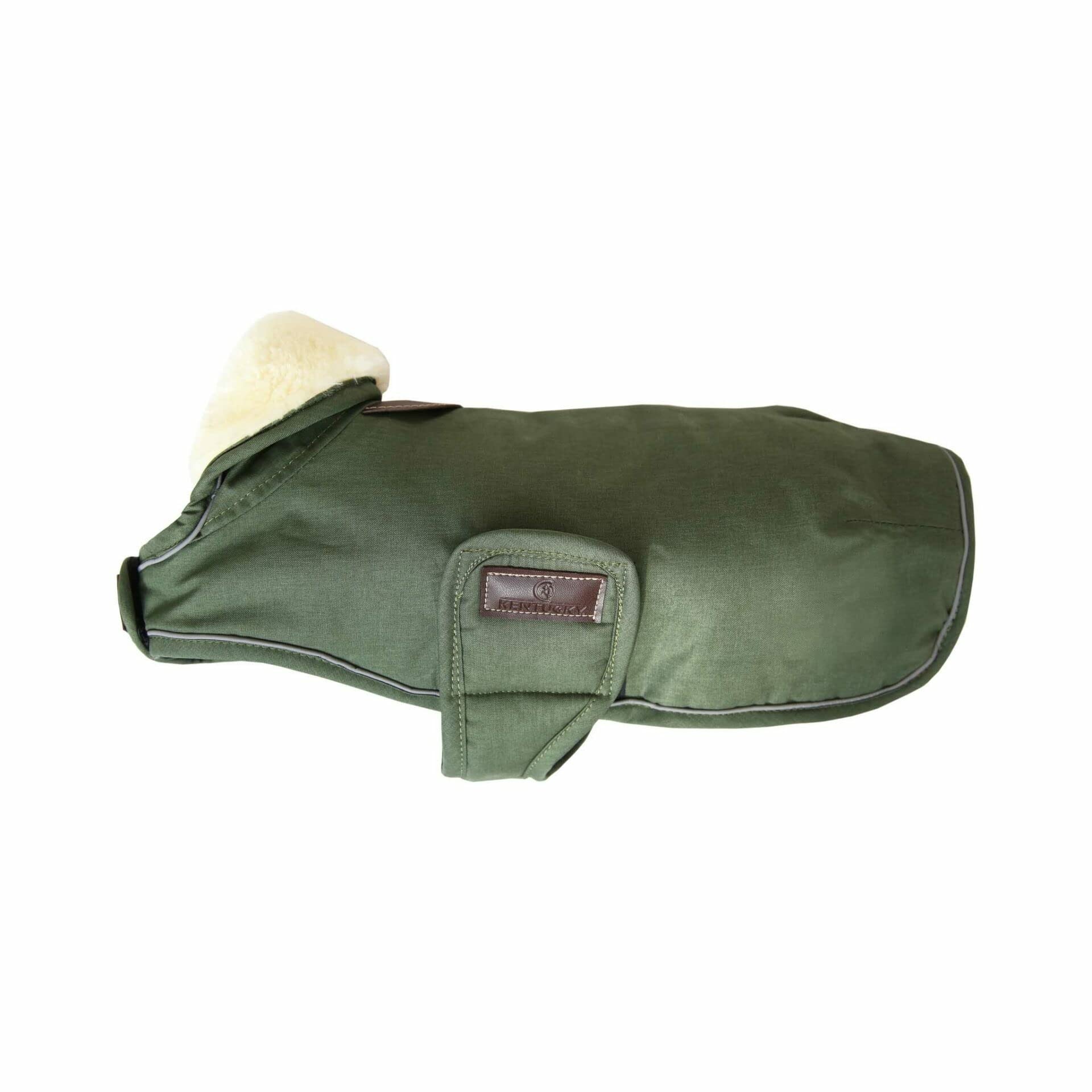 Kentucky - Abrigo para perros impermeable verde oliva salchicha 40 cm