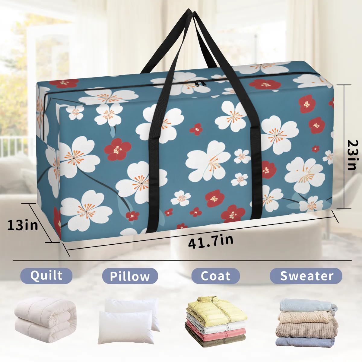 Shoblo Heavy Duty Storage Bags for Clothes Moving Supplies Packing Bags for Moving Traveling Print Small Flower