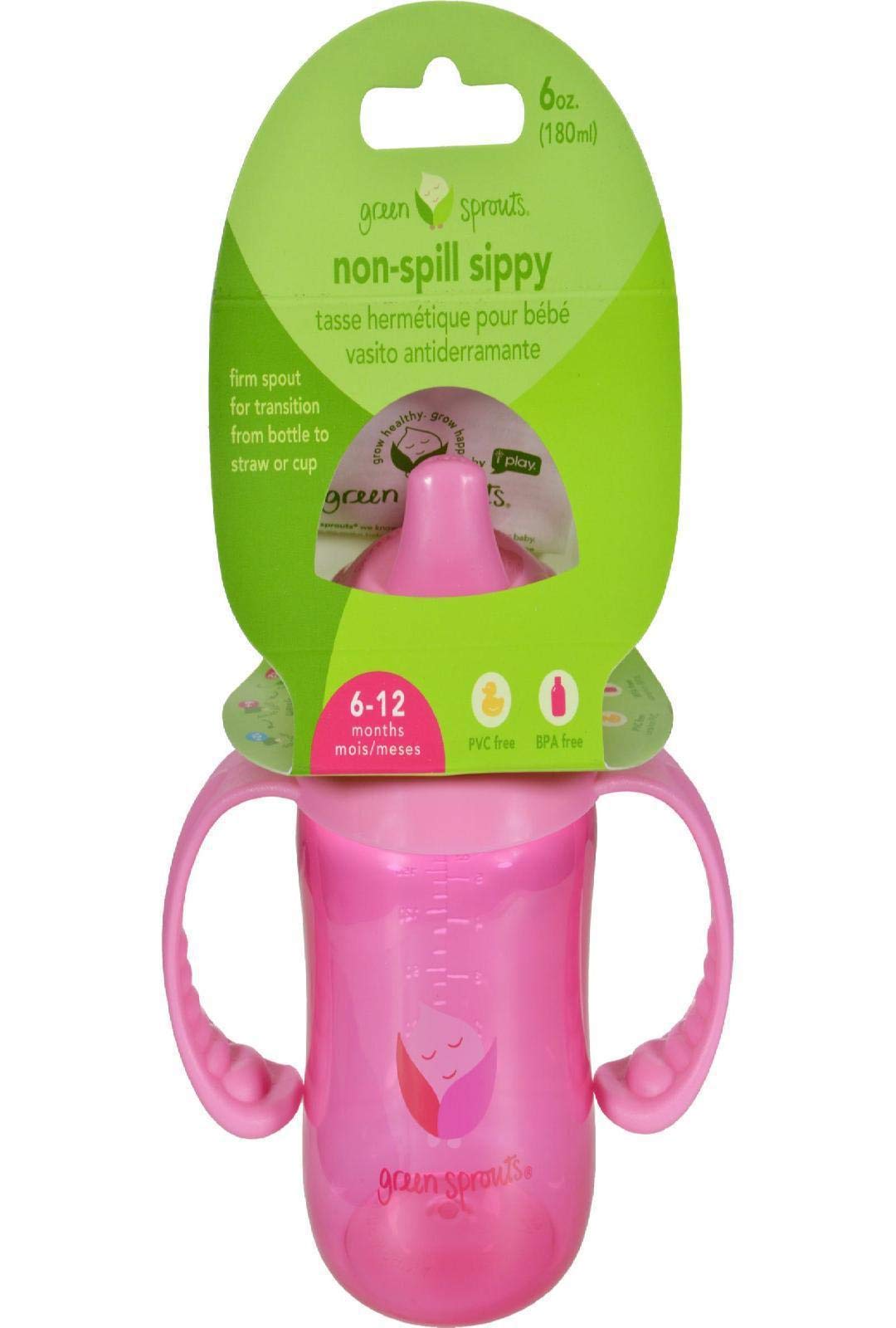 green sproutsNon-spill Sippy Cup, Pink, 6-12 Months