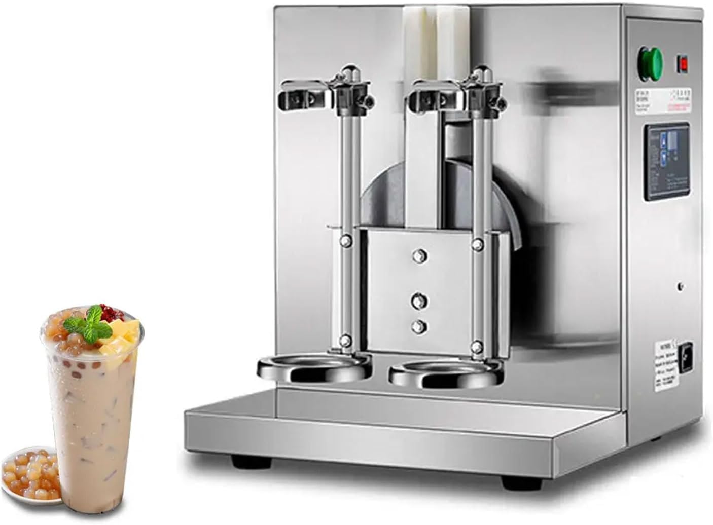 Professionelle Milchtee-Shaker-Maschine, Automatischer Doppelbecher Elektromixer, Edelstahl 120W Motor für Bubble Tea, Cocktails, Kaffee & Saft, 400 U/min, 1000ml