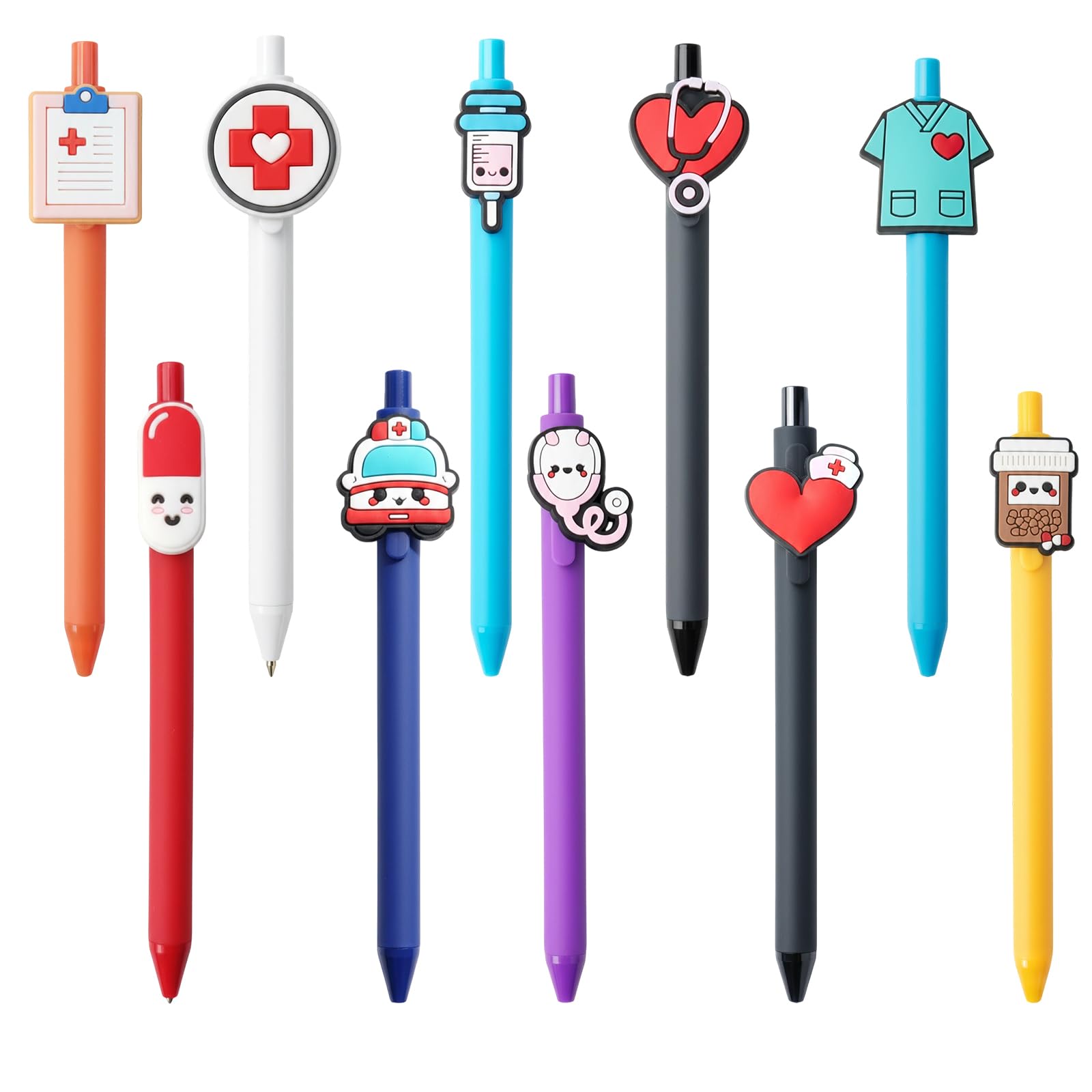 Mlifleue 10PCS Retractable Pens for Nurses, Funny Nurse Pens, Retractable Cartoon Ballpoint Pen Gift for Nurses Doctor Medical Assistants Students Healthcare Workers Appreciation Gift
