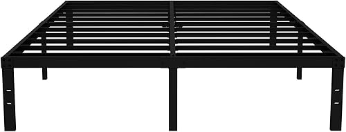 Miniatura 47 de COMASACH Base de cama de metal tamaño Queen, no necesita somier, plataforma negra sin ruido de 12 pulgadas, fácil montaje, soporte de listones de