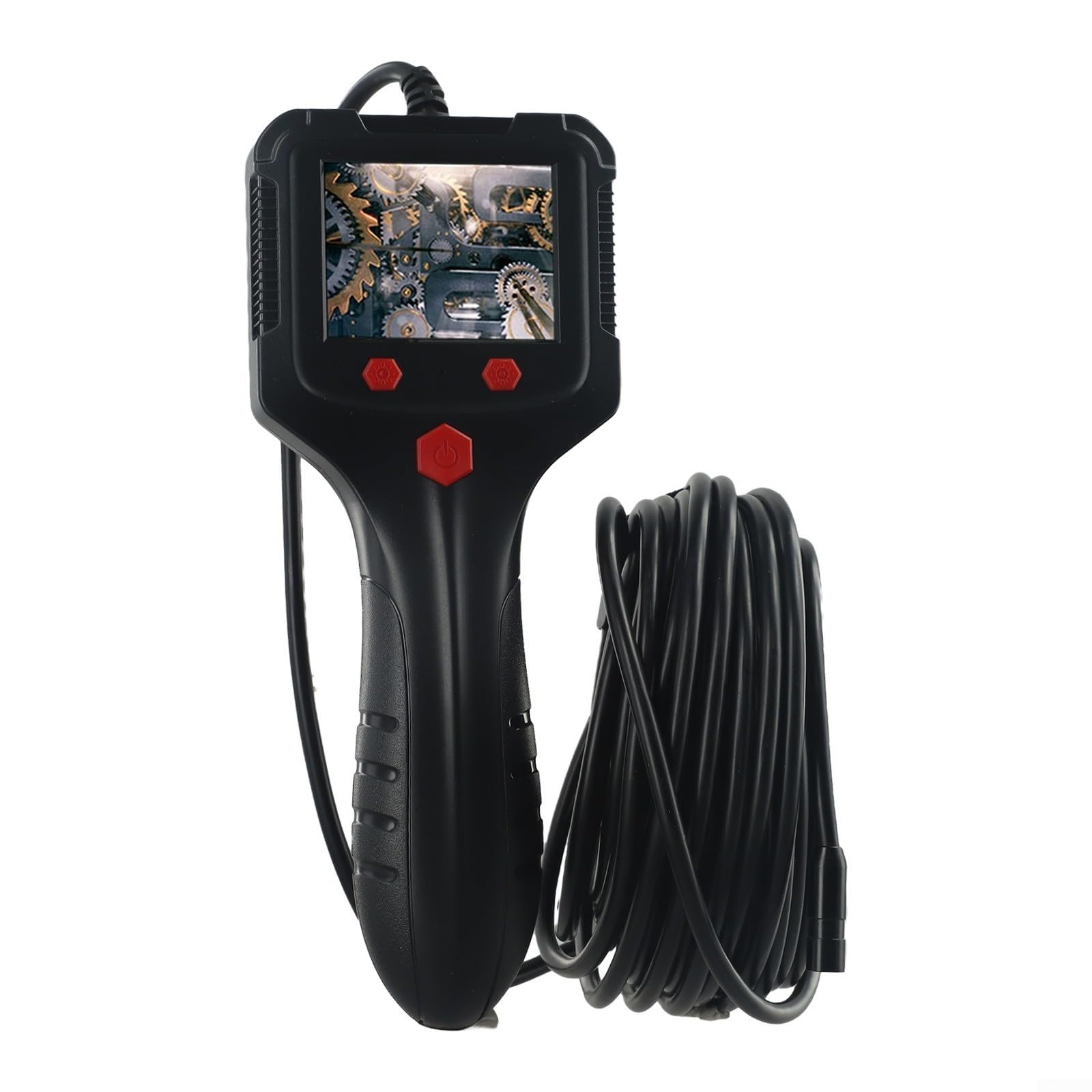 Endoscope industriel HD avec 2 écrans IPS de 10,2 cm et sonde étanche de 8 mm pour l'inspection des égouts et des tuyaux avec câble de 15 m (10 m)