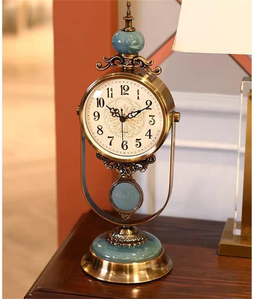 FMURY American Vintage Seat Clock Living Room Home Clock Desktop Pendulum Clock Table Clock Sitting Clock Pendulum Piece