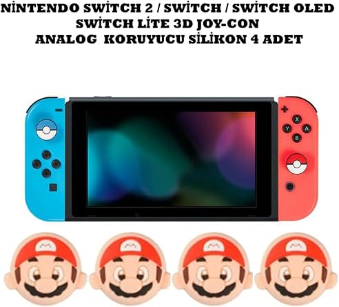 WOTOBE Nintendo Switch/Switch 2/Switch OLED/Switch Lite Uyumlu 3D Analog Silikon Koruyucu Pad, 4 Adet