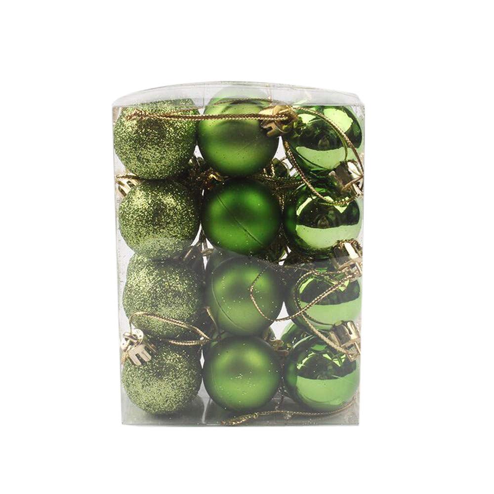 Am Clearance A-Green Baubles, 24/48Pc Shatterproof Hanging Balls Set For Xmas Tree Decorations - Small Mini, Green (24Pc/3Cm)