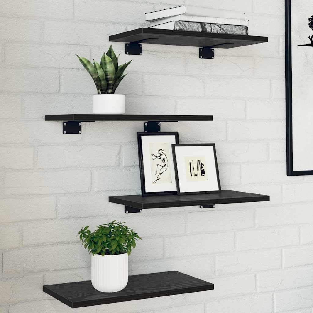 Scaffale a 3 ripiani, 4 pezzi, 40 x 20 x 1,5 cm, materiale in legno per interni, versatile, ideale per libri, decorazione, stoccaggio, divisorio, ufficio, soggiorno, cameretta dei bambini
