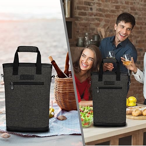 Miniatura 8 de opux Bolsa de vino para dos botellas, aislada, a prueba de fugas, bolsa enfriadora de vino de 2 botellas para viajes, pícnic, funda de vino