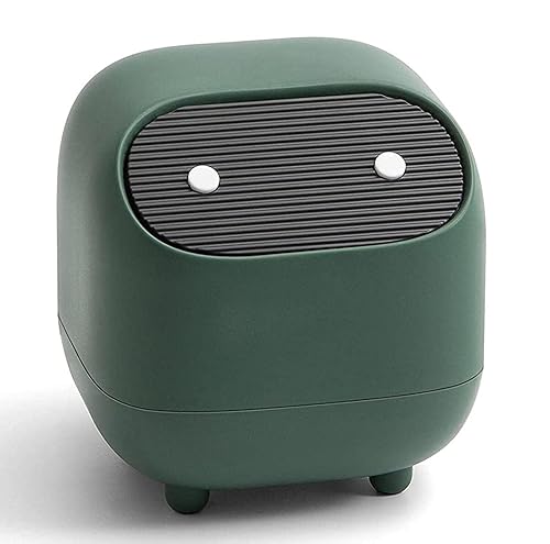 Mini bote de basura con tapa para escritorio, pequeño bote de basura de plástico para encimera para tocador de baño, escritorio, oficina o mesa