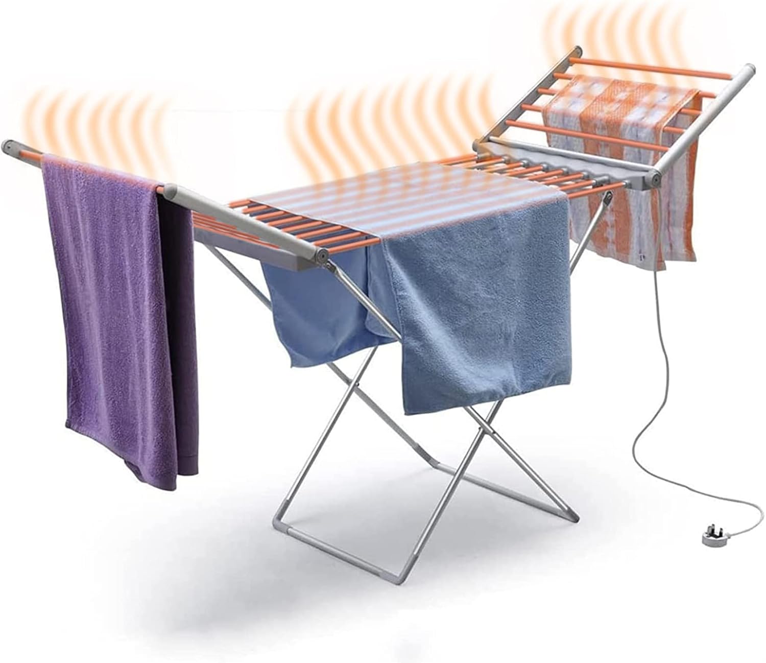 Clothes Dryer Rack - Indoor Folded Electric Heated Laundry Dryer Rack with 18 Heating Bars Winged, Energy Efficient Fast Clothes Dryer for Easy Storage Towel Shirts Bed Sheets Dry
