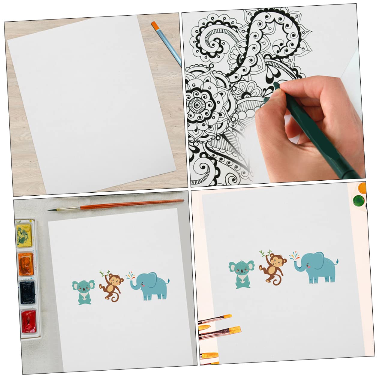SEWACC Papier Aquarelle Blanc 100 Feuilles pour Dessin et Peinture pour Étudiants et Garçon et Filles Usage Scolaire et Croquis