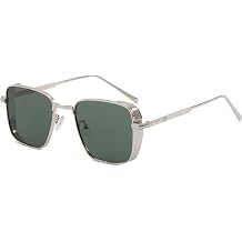 Textured Square Metal Sunglasses for Men & Women - UV Protection Tinted Lenses