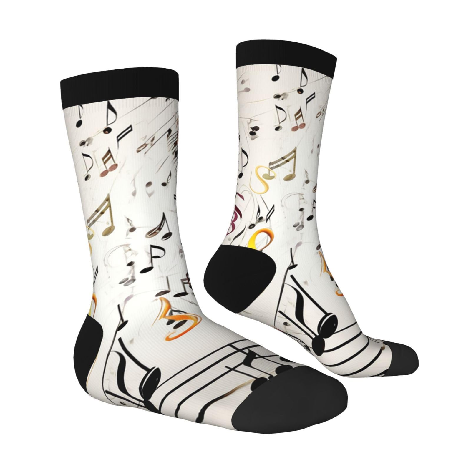 LZQPOEAS Music Notes Print Athletic Socks Unisex Cushioned Crew Socks Hiking Running Calf Sock Soft Above Ankle Sock