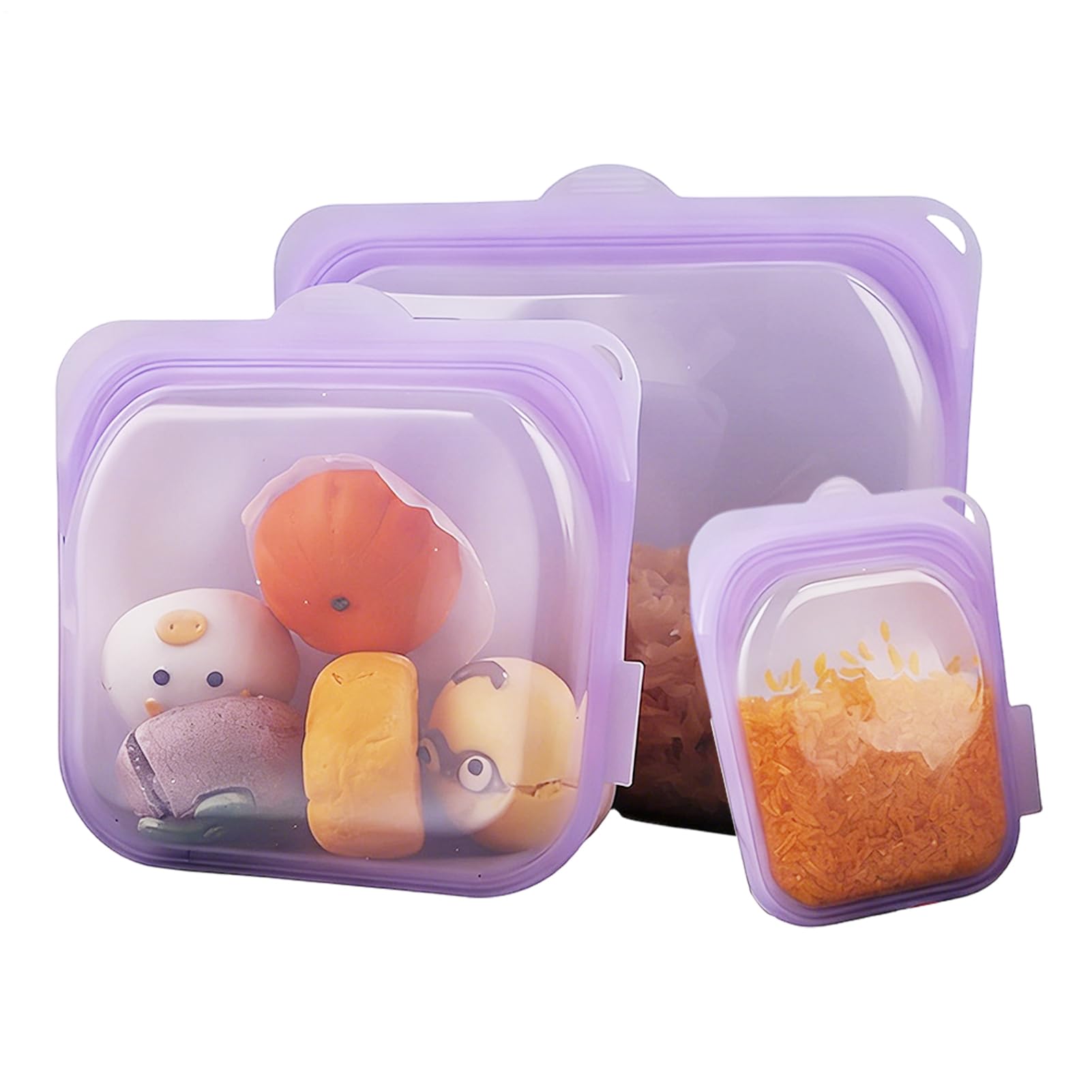 Bolsas Reutilizables para Congelador 3 Bolsas de Silicona para Snacks | Bolsas herméticas para alimentos para preparación de comidas, almuerzo, , carne, queso, verduras,