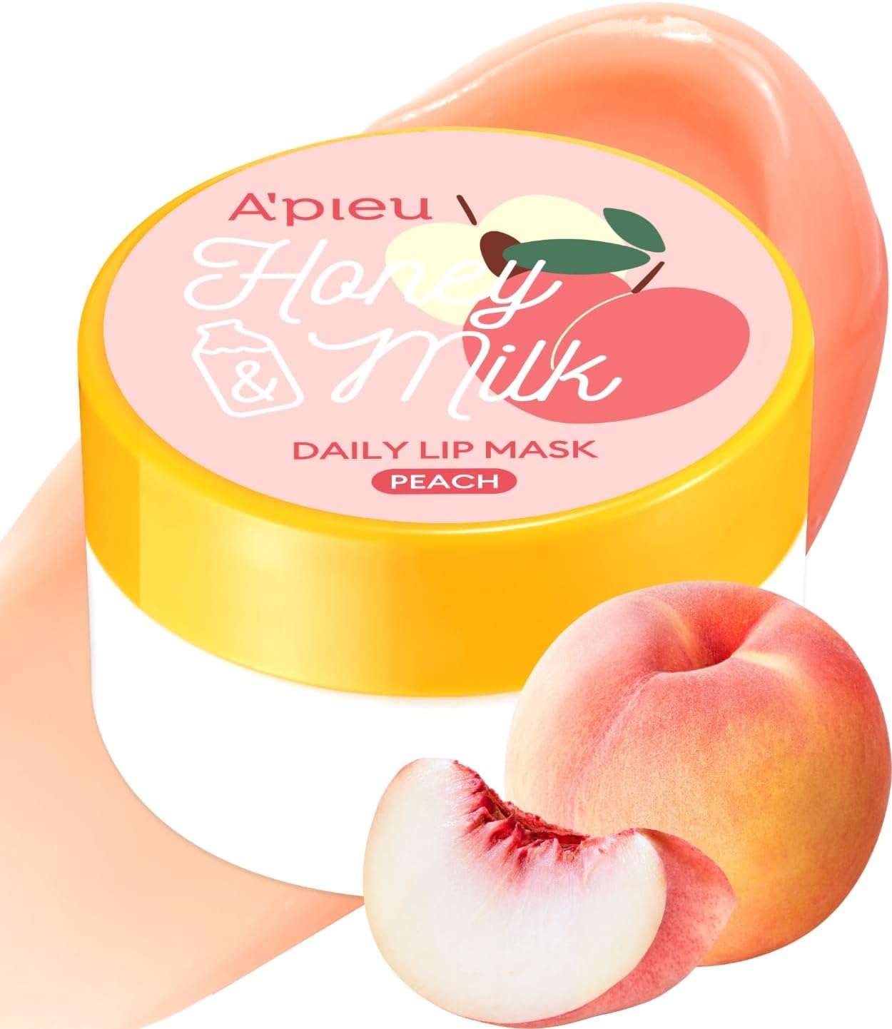 Honey & Milk Daily Lip Mask (Peach) - Nourishing Overnight Korean Lip Mask | Hydrating Lip Moisturizer with Honey, Propolis & Royal Jelly for Soft, Plush Lips