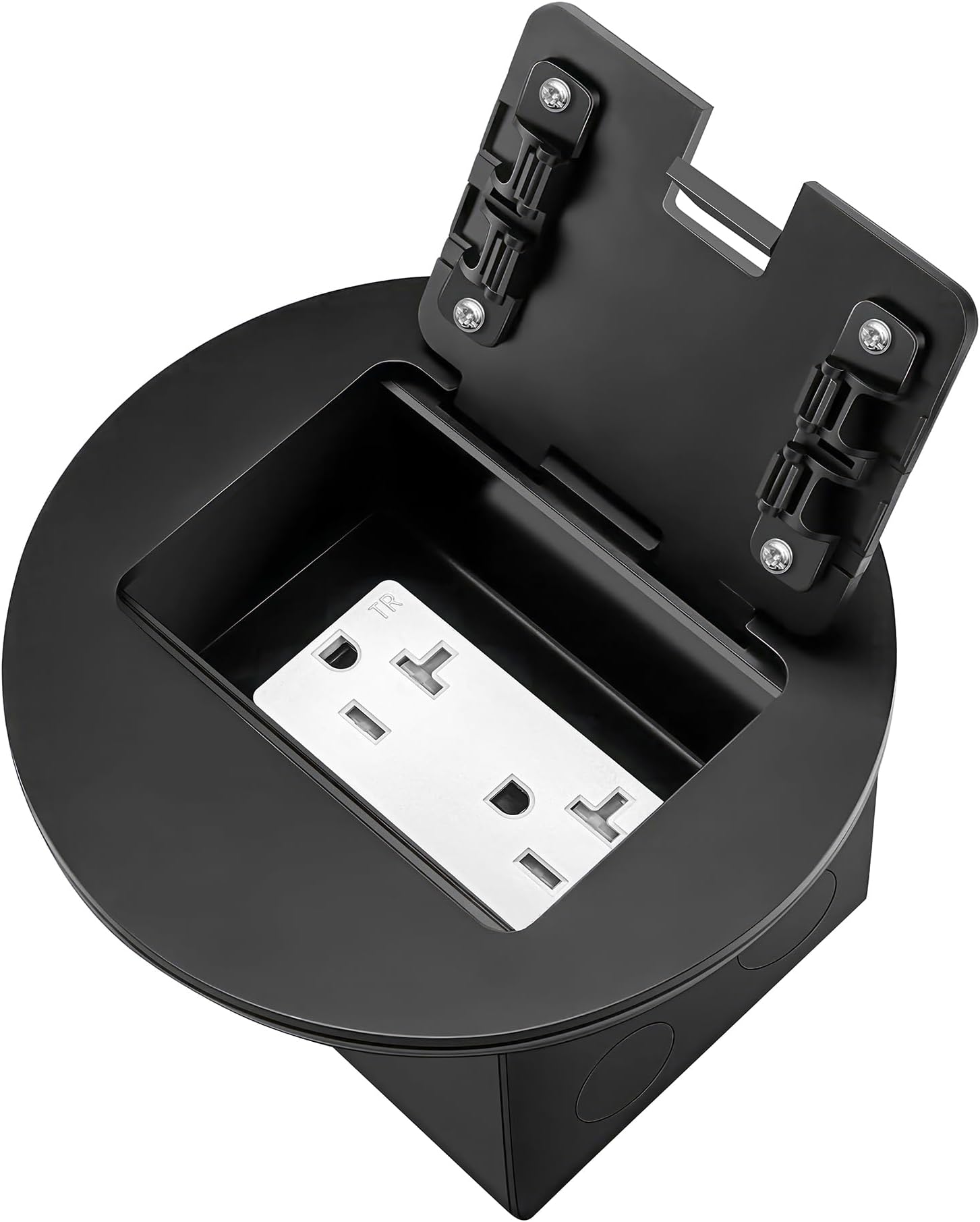 Recessed Floor Outlet Box Deeper 20 Amp Floor Electrical Outlet Tamper Resistant (TR, Black)