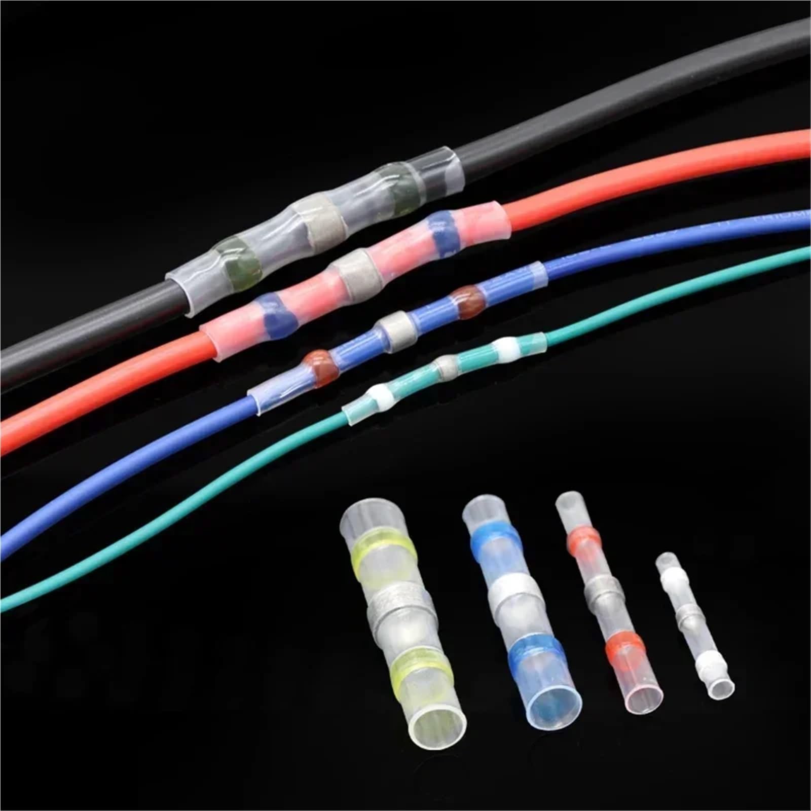 Conectores de cable con sellado soldadura, tasa contracción 3:1, terminales eléctrico, tubo termorretráctil, empalme a tope para cables(Red,800pcs)