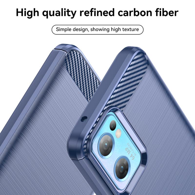 Image of Hybrid Carbon Fiber Back Case for Oppo Reno 7 5G (Blue)
