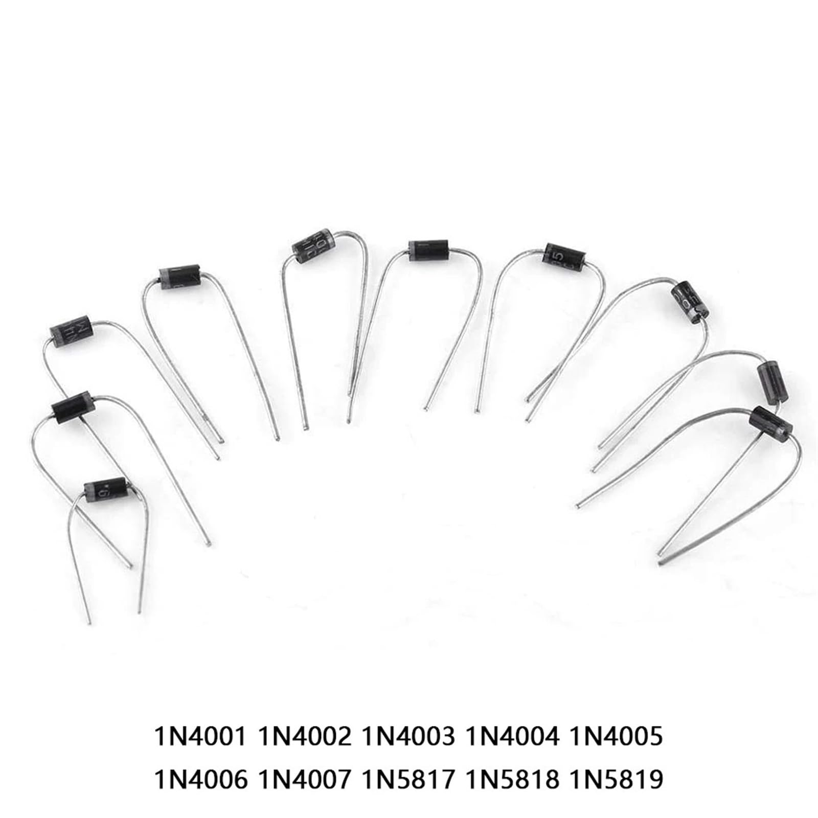 100 Pezzi 10 valori diodo raddrizzatore Kit Assortito 1N4001 1N4002 1N4003 1N4004 1N4005 1N4006 1N4007 1N5817 1N5818 1N5819