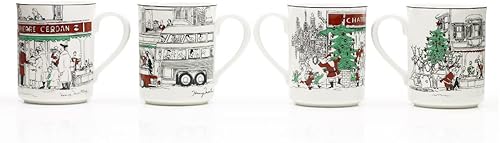 Miniatura 2 de Noritake Le Restaurant - Juego de 4 tazas navideñas de 12 onzas, color blanco y negro