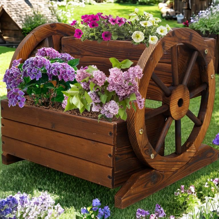Fioriera da Giardino in Legno a 2 Livelli - Aiuola rialzata Resistente per Fiori, Verdure ed Erbe aromatiche - Fioriera da Esterno Facile da Montare per Giardini e patii (Marrone)