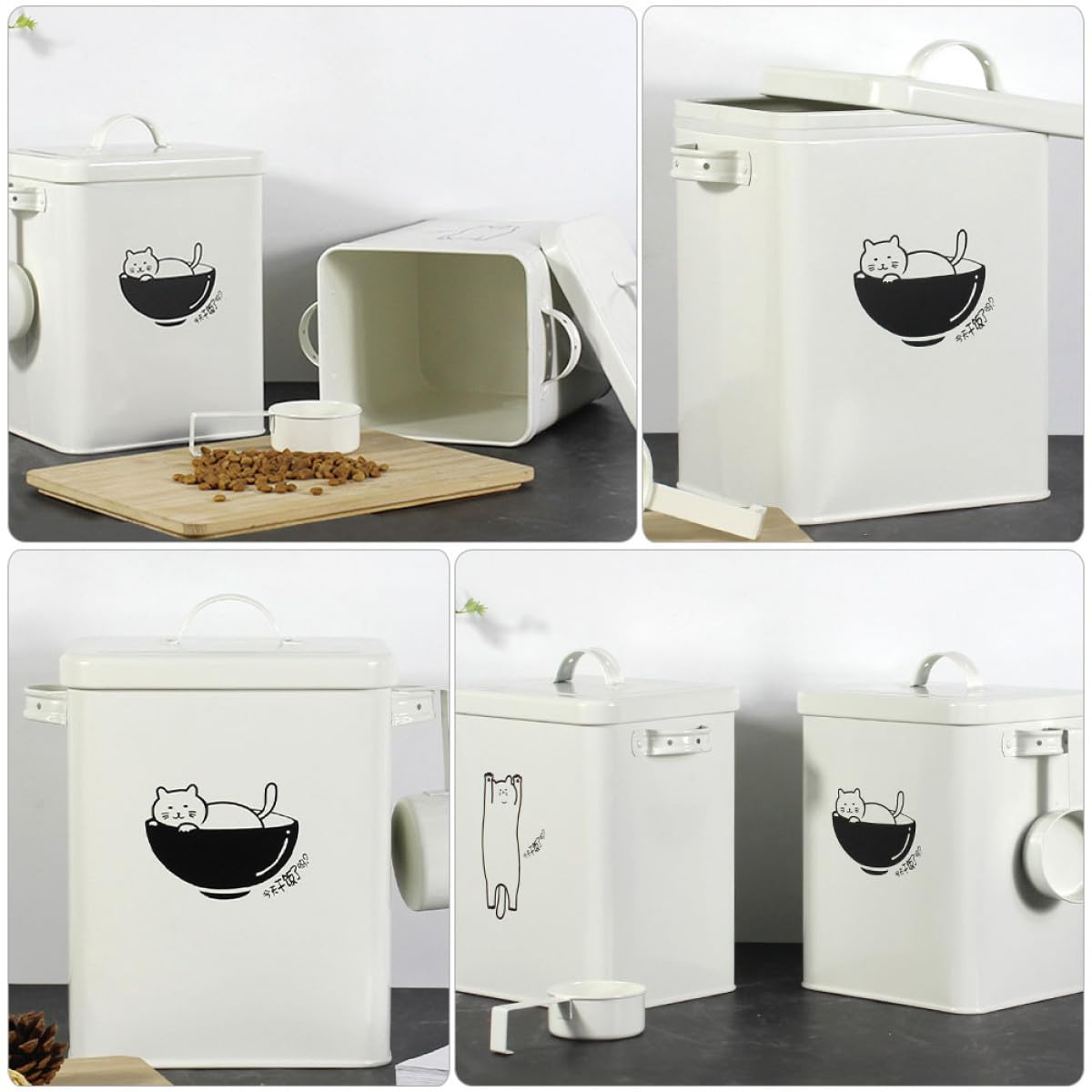 Contenedor Hermético para Alimentos de Mascotas de Hierro Resistente, Cubo de Almacenamiento para Perros y Gatos, Adecuado para Cocina o Comedero